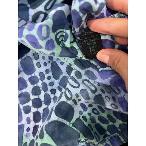 Tropical Tantrum Button Up Shirt Mens XL Blue Multicolor Print Hawaiian Tropical - Picture 5 of 7